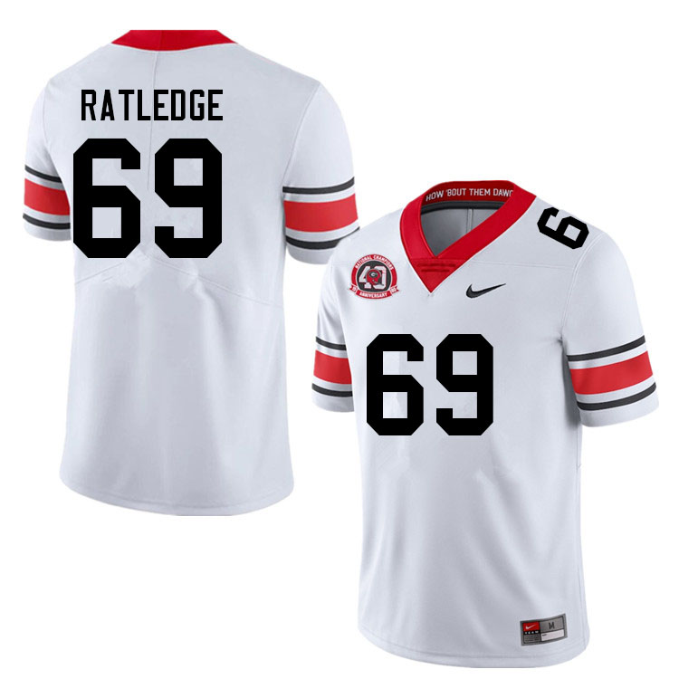 Men #69 Tate Ratledge Georgia Bulldogs College Football Jerseys Sale-40th Anniversary - Click Image to Close